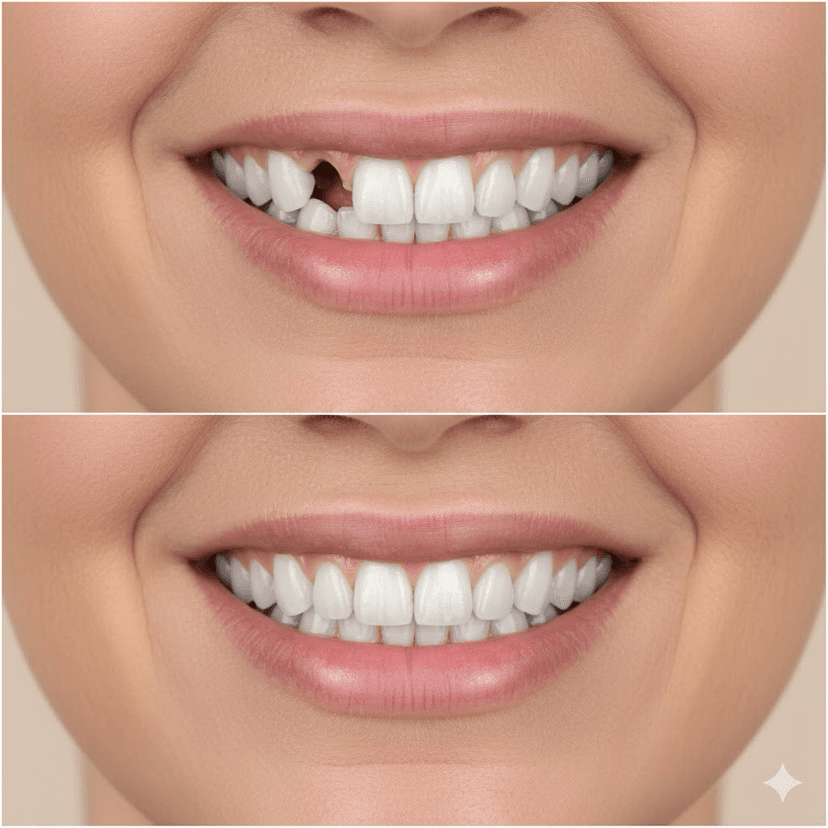 Single Tooth Implant - Before and after