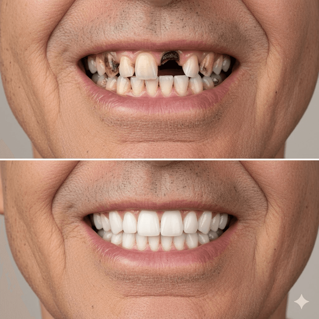 Complete Dentures - Before and after