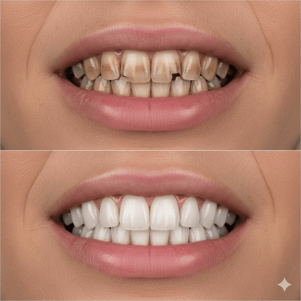Full Smile Restoration - Before and after